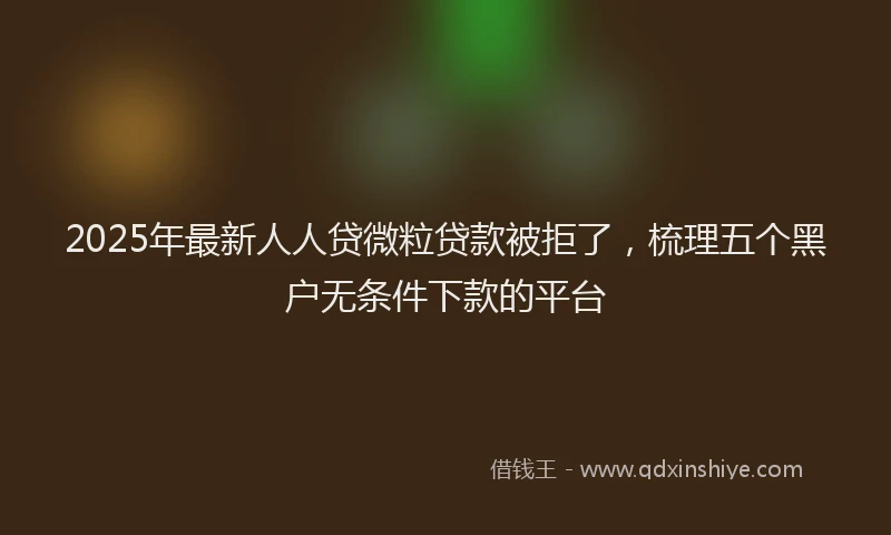 2025年最新人人贷微粒贷款被拒了，梳理五个黑户无条件下款的平台
