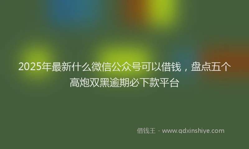 2025年最新什么微信公众号可以借钱，盘点五个高炮双黑逾期必下款平台