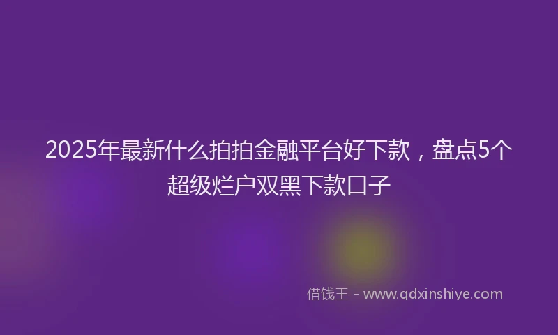 2025年最新什么拍拍金融平台好下款，盘点5个超级烂户双黑下款口子