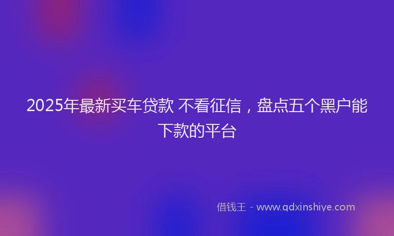 2025年最新买车贷款 不看征信，盘点五个黑户能下款的平台
