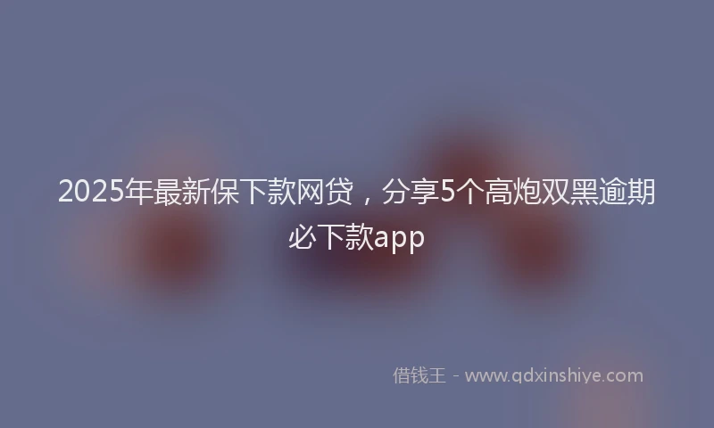 2025年最新保下款网贷，分享5个高炮双黑逾期必下款app