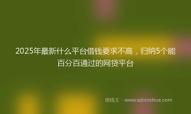 2025年最新什么平台借钱要求不高，归纳5个能百分百通过的网贷平台