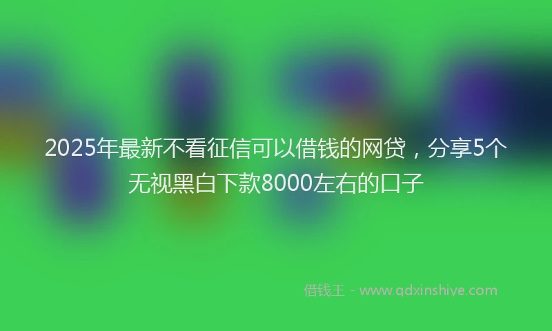 2025年最新不看征信可以借钱的网贷，分享5个无视黑白下款8000左右的口子