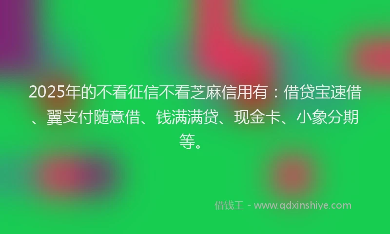 2025年的不看征信不看芝麻信用有：借贷宝速借、翼支付随意借、钱满满贷、现金卡、小象分期等。