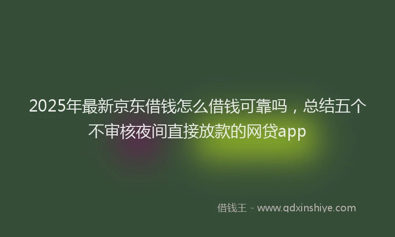 2025年最新京东借钱怎么借钱可靠吗，总结五个不审核夜间直接放款的网贷app