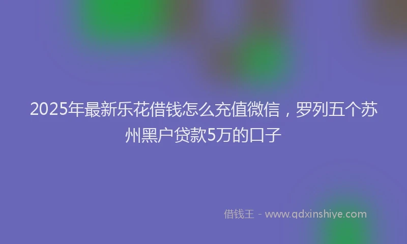 2025年最新乐花借钱怎么充值微信，罗列五个苏州黑户贷款5万的口子