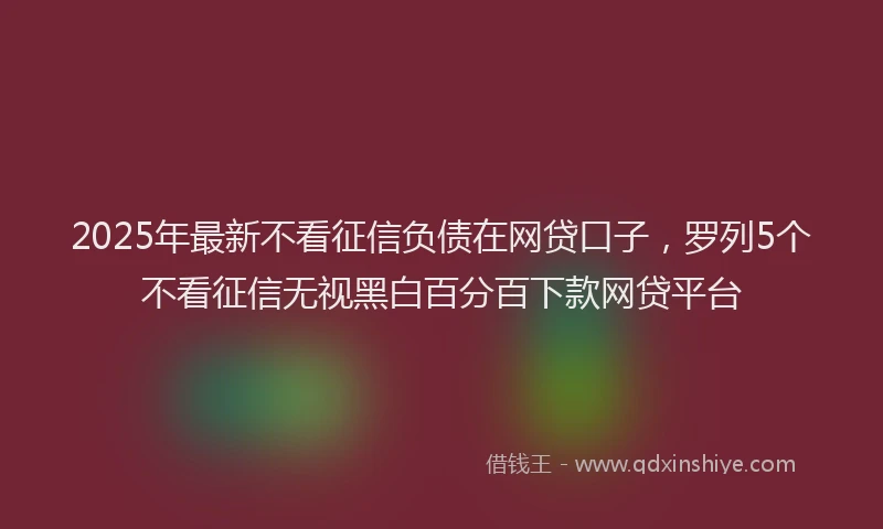 2025年最新不看征信负债在网贷口子，罗列5个不看征信无视黑白百分百下款网贷平台