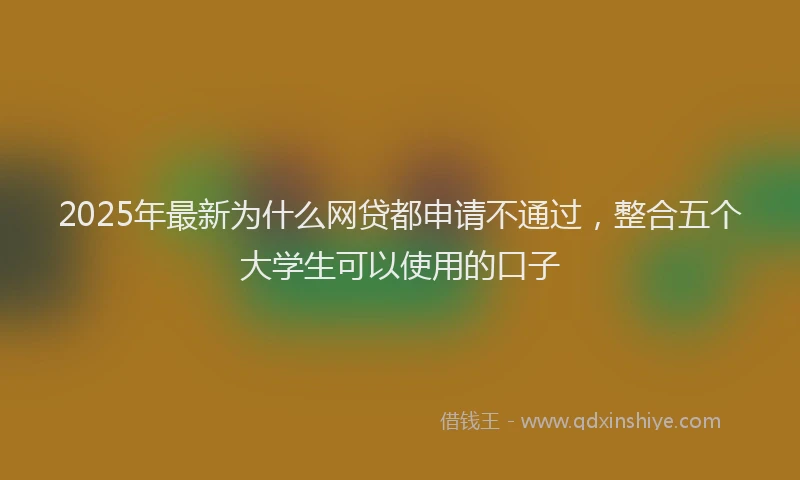 2025年最新为什么网贷都申请不通过，整合五个大学生可以使用的口子