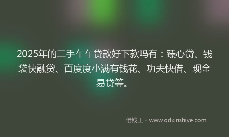 2025年的二手车车贷款好下款吗有：臻心贷、钱袋快融贷、百度度小满有钱花、功夫快借、现金易贷等。