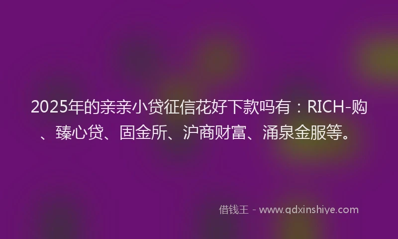 2025年的亲亲小贷征信花好下款吗有：RICH-购、臻心贷、固金所、沪商财富、涌泉金服等。