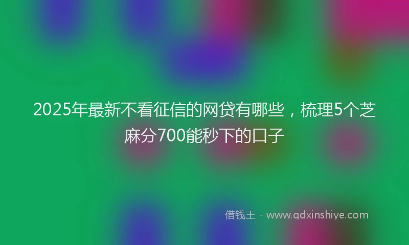 2025年最新不看征信的网贷有哪些，梳理5个芝麻分700能秒下的口子
