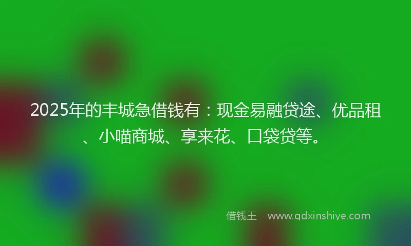 2025年的丰城急借钱有：现金易融贷途、优品租、小喵商城、享来花、口袋贷等。
