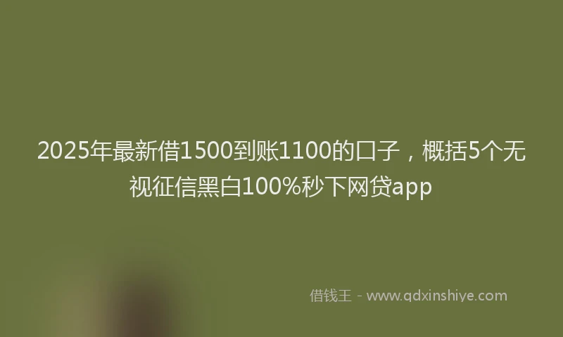 2025年最新借1500到账1100的口子，概括5个无视征信黑白100%秒下网贷app