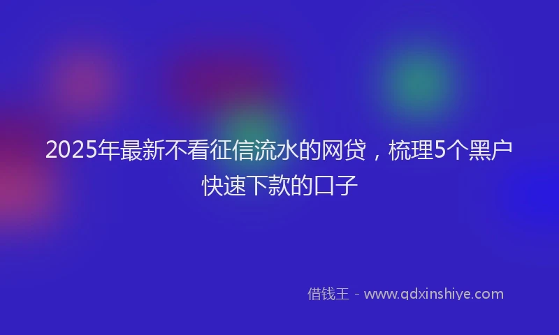 2025年最新不看征信流水的网贷，梳理5个黑户快速下款的口子