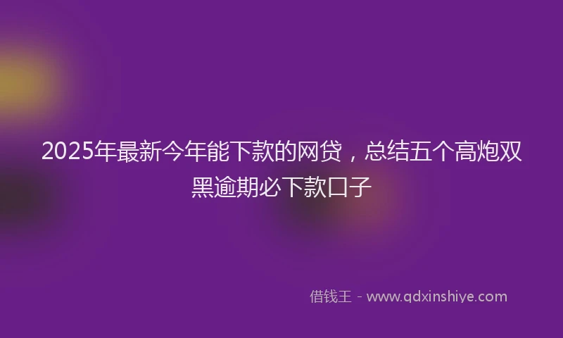 2025年最新今年能下款的网贷，总结五个高炮双黑逾期必下款口子