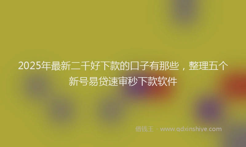 2025年最新二千好下款的口子有那些，整理五个新号易贷速审秒下款软件