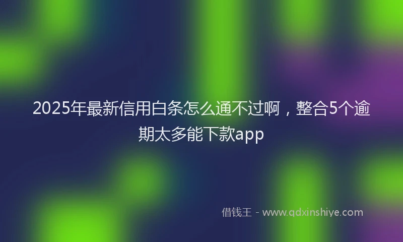 2025年最新信用白条怎么通不过啊，整合5个逾期太多能下款app
