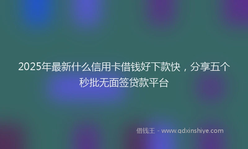2025年最新什么信用卡借钱好下款快，分享五个秒批无面签贷款平台