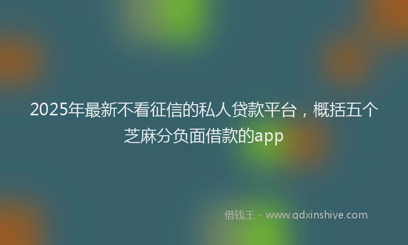 2025年最新不看征信的私人贷款平台，概括五个芝麻分负面借款的app