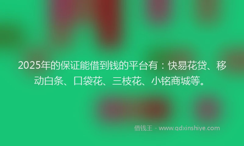2025年的保证能借到钱的平台有：快易花贷、移动白条、口袋花、三枝花、小铭商城等。