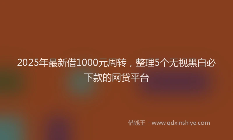 2025年最新借1000元周转，整理5个无视黑白必下款的网贷平台