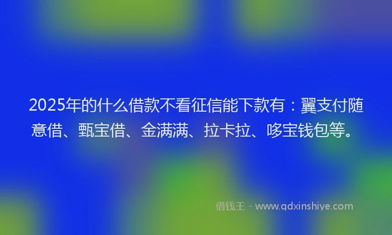 2025年的什么借款不看征信能下款有：翼支付随意借、甄宝借、金满满、拉卡拉、哆宝钱包等。