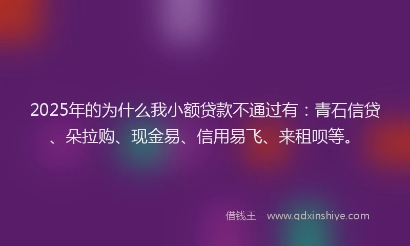 2025年的为什么我小额贷款不通过有：青石信贷、朵拉购、现金易、信用易飞、来租呗等。