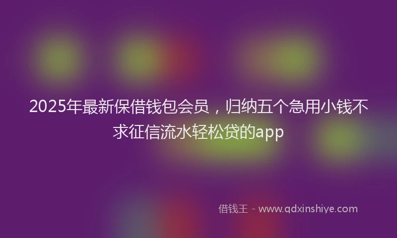 2025年最新保借钱包会员，归纳五个急用小钱不求征信流水轻松贷的app