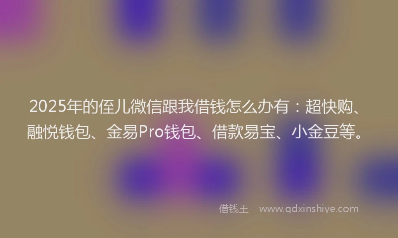 2025年的侄儿微信跟我借钱怎么办有：超快购、融悦钱包、金易Pro钱包、借款易宝、小金豆等。