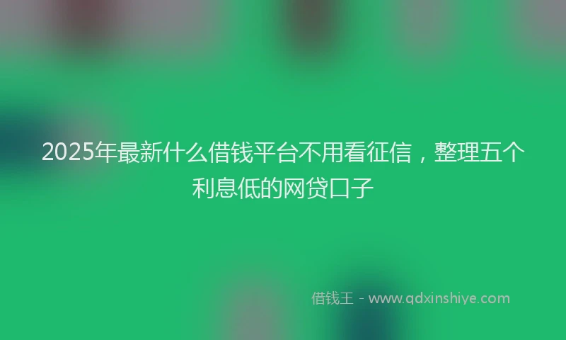 2025年最新什么借钱平台不用看征信，整理五个利息低的网贷口子