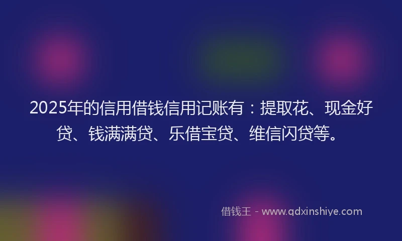 2025年的信用借钱信用记账有：提取花、现金好贷、钱满满贷、乐借宝贷、维信闪贷等。