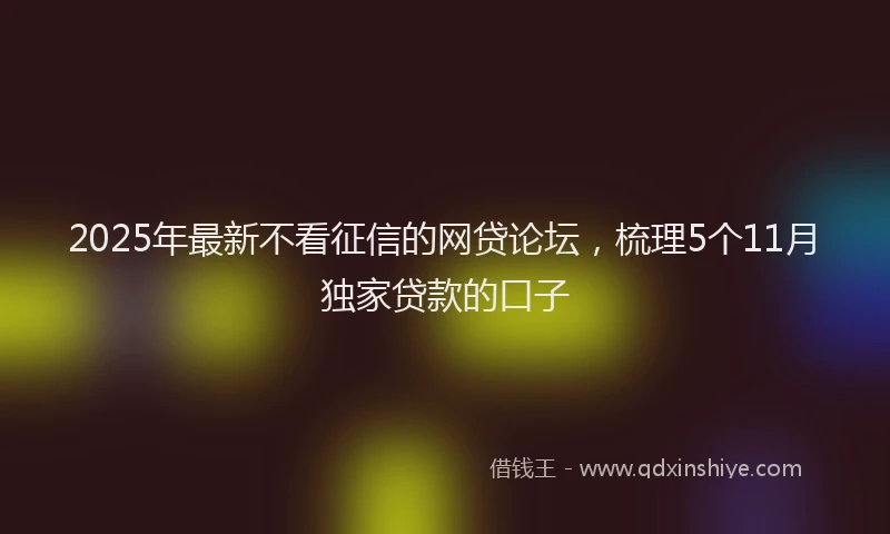 2025年最新不看征信的网贷论坛，梳理5个11月独家贷款的口子