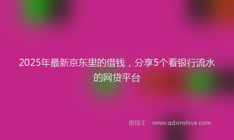 2025年最新京东里的借钱，分享5个看银行流水的网贷平台