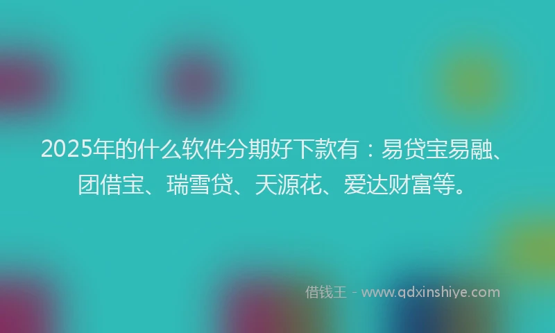 2025年的什么软件分期好下款有：易贷宝易融、团借宝、瑞雪贷、天源花、爱达财富等。