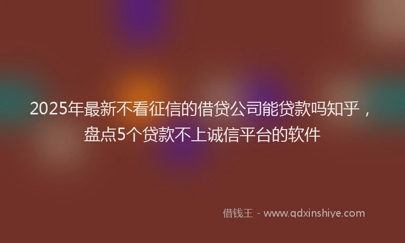 2025年最新不看征信的借贷公司能贷款吗知乎，盘点5个贷款不上诚信平台的软件