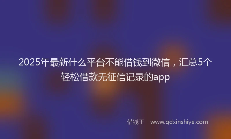 2025年最新什么平台不能借钱到微信，汇总5个轻松借款无征信记录的app