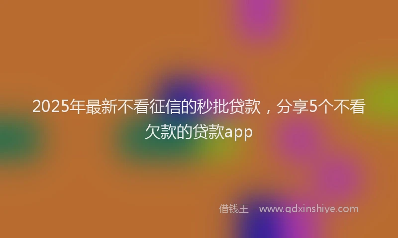2025年最新不看征信的秒批贷款，分享5个不看欠款的贷款app