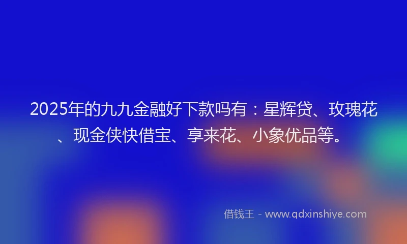 2025年的九九金融好下款吗有：星辉贷、玫瑰花、现金侠快借宝、享来花、小象优品等。