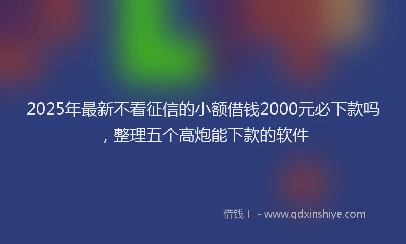 2025年最新不看征信的小额借钱2000元必下款吗，整理五个高炮能下款的软件