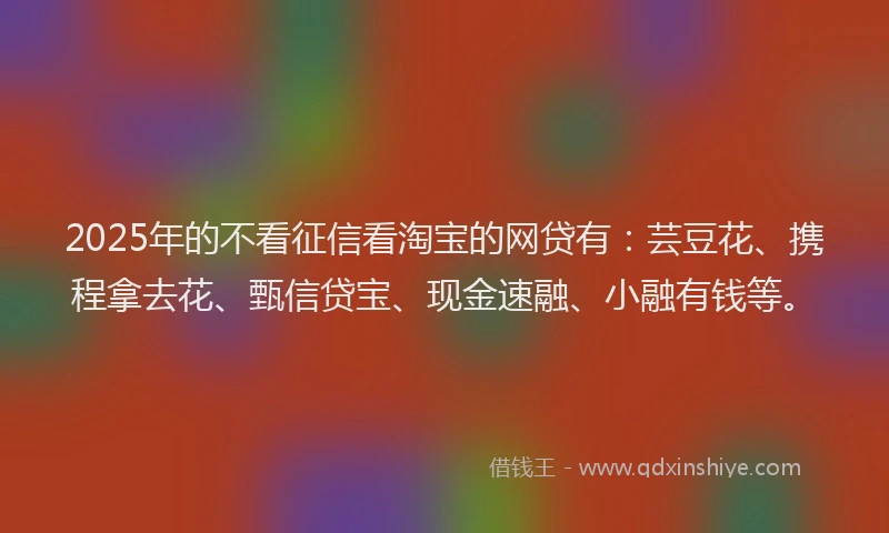 2025年的不看征信看淘宝的网贷有：芸豆花、携程拿去花、甄信贷宝、现金速融、小融有钱等。