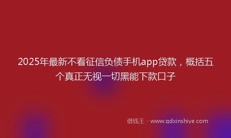 2025年最新不看征信负债手机app贷款，概括五个真正无视一切黑能下款口子