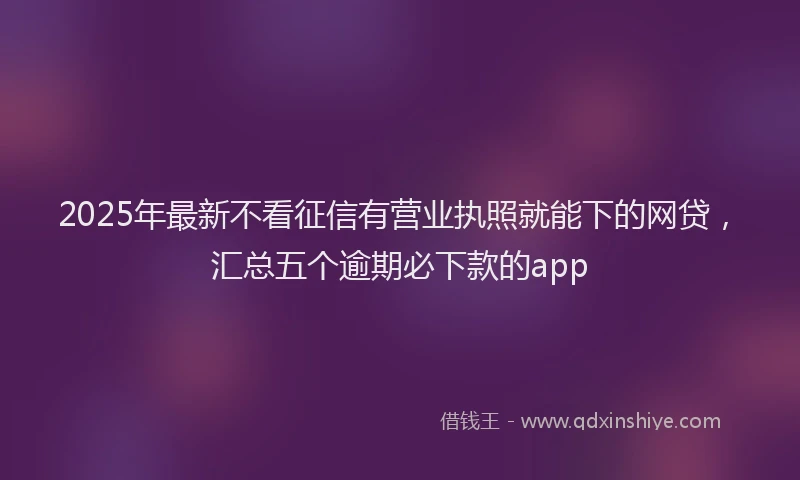 2025年最新不看征信有营业执照就能下的网贷，汇总五个逾期必下款的app