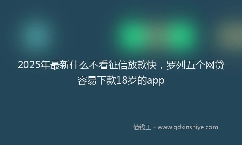 2025年最新什么不看征信放款快，罗列五个网贷容易下款18岁的app