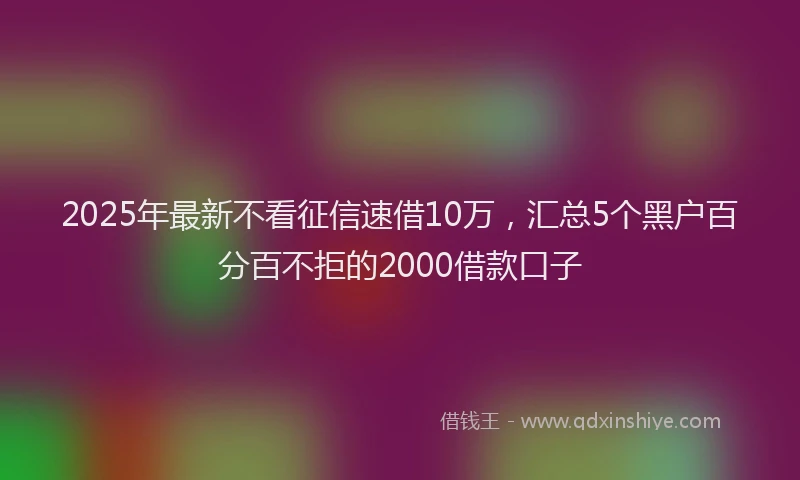 2025年最新不看征信速借10万，汇总5个黑户百分百不拒的2000借款口子