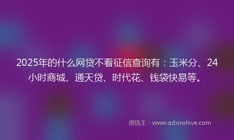 2025年的什么网贷不看征信查询有：玉米分、24小时商城、通天贷、时代花、钱袋快易等。