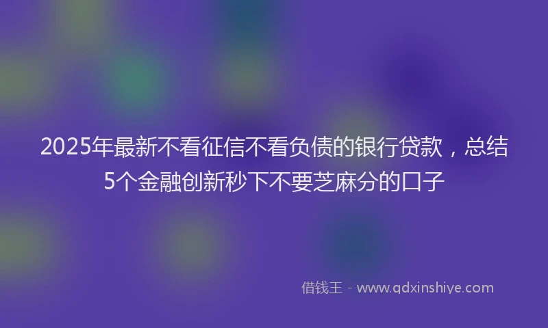 2025年最新不看征信不看负债的银行贷款，总结5个金融创新秒下不要芝麻分的口子