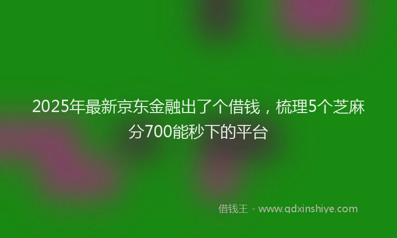 2025年最新京东金融出了个借钱，梳理5个芝麻分700能秒下的平台