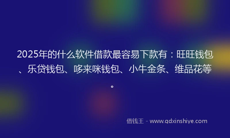 2025年的什么软件借款最容易下款有：旺旺钱包、乐贷钱包、哆来咪钱包、小牛金条、维品花等。