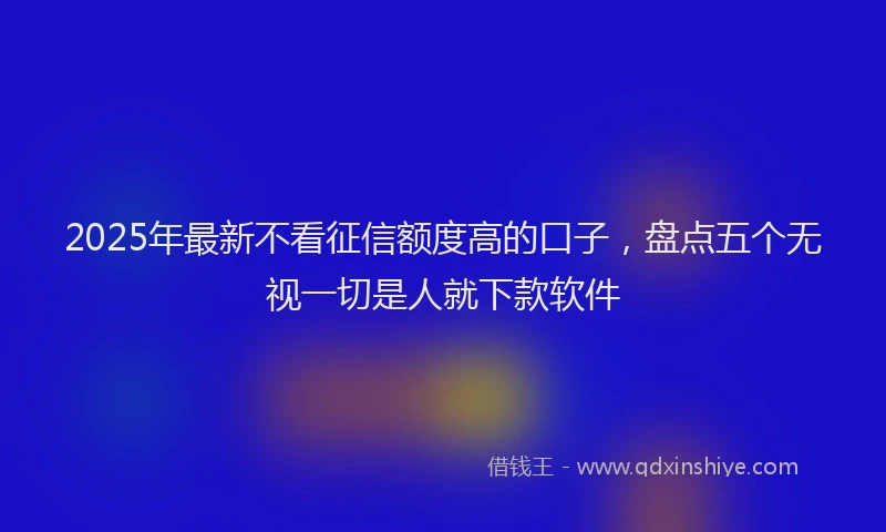 2025年最新不看征信额度高的口子，盘点五个无视一切是人就下款软件