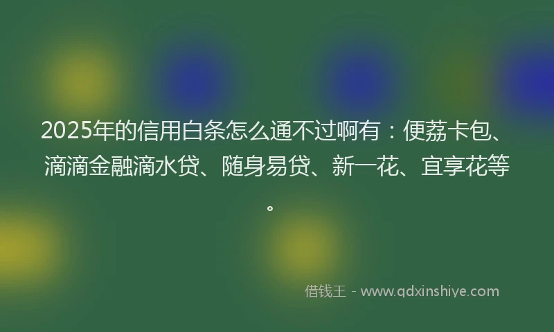 2025年的信用白条怎么通不过啊有：便荔卡包、滴滴金融滴水贷、随身易贷、新一花、宜享花等。